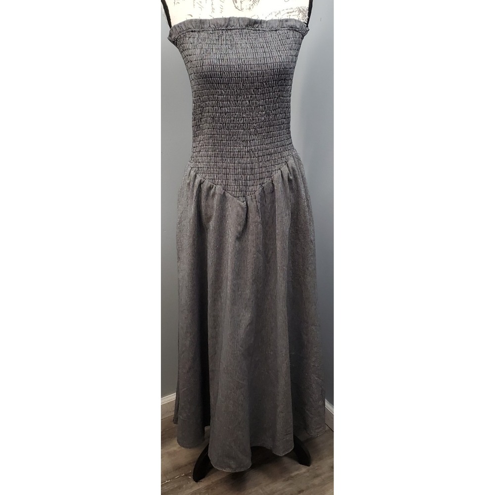 A & She Maxi Dress Womens Small Multicolor Striped Smocked Strapless Boho Chic